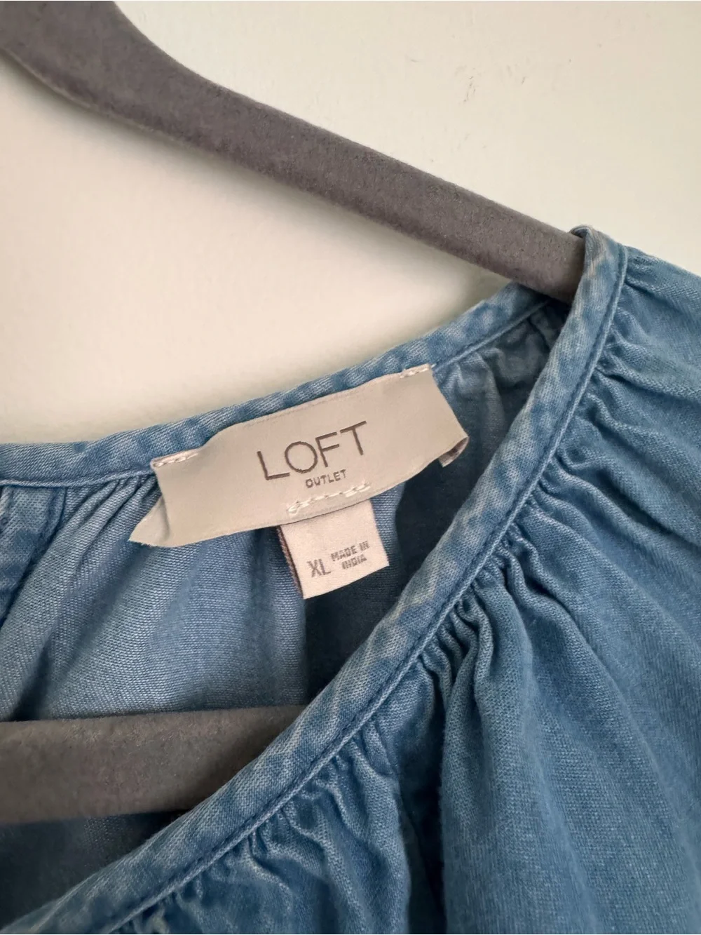 Loft Classic Blue Tie-Neck Women's Top - XL